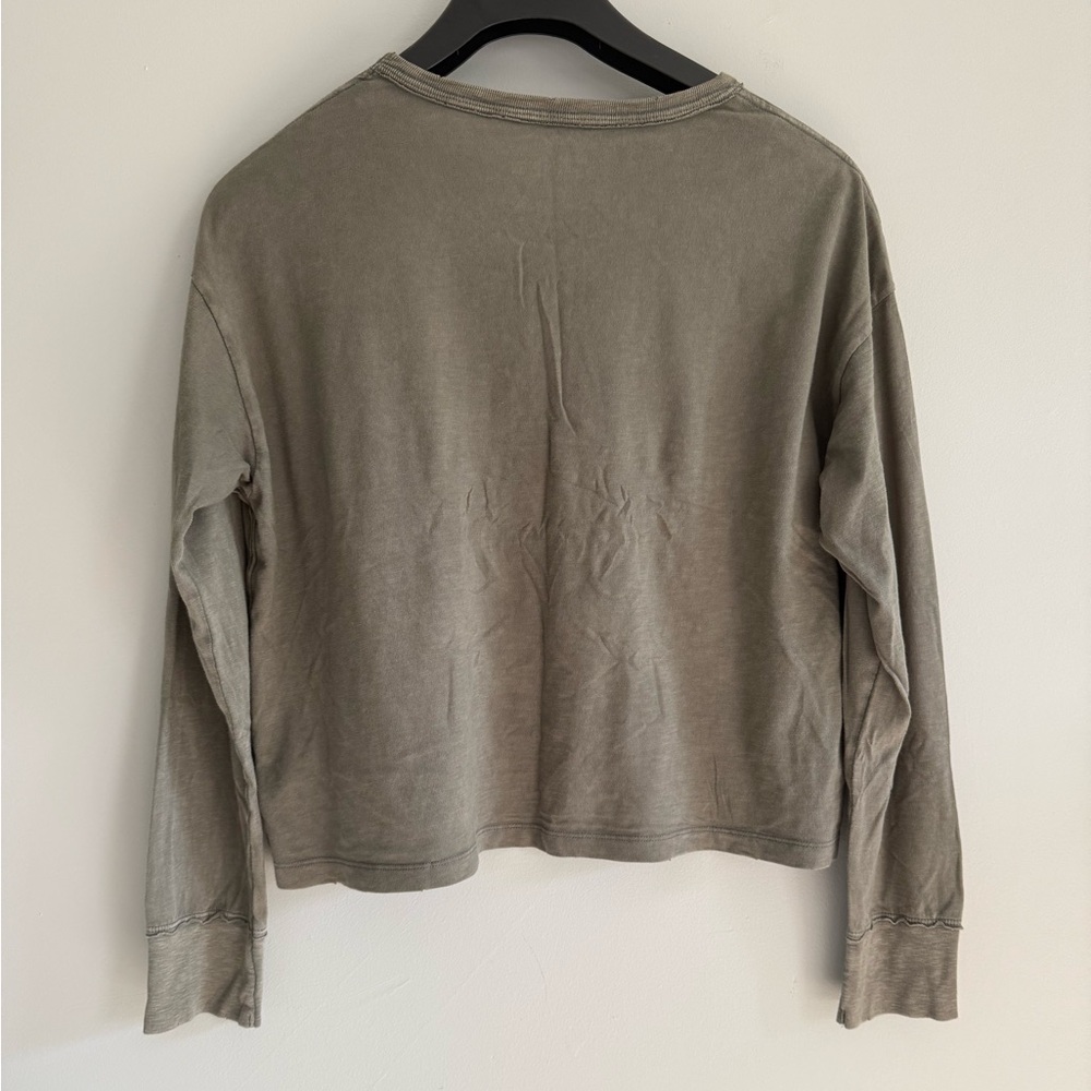 Aerie Women's Olive Green Long Sleeve Pancake Day Graphic Tee Size Small - Picture 3 of 7